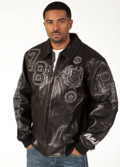 Pelle Pelle Encrusted Varsity Black Luster Jacket