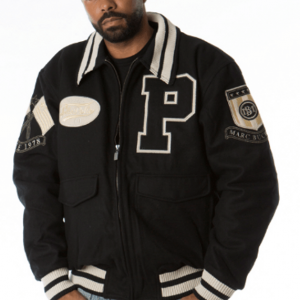 Pelle Pelle Marc Buchanan Black & White Varsity Jacket