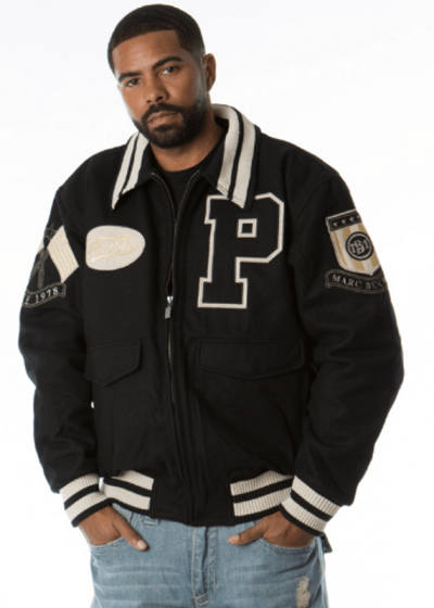 Pelle Pelle Marc Buchanan Black & White Varsity Jacket