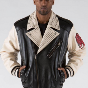 Pelle Pelle Varsity Biker Blackivory Plush Jacket