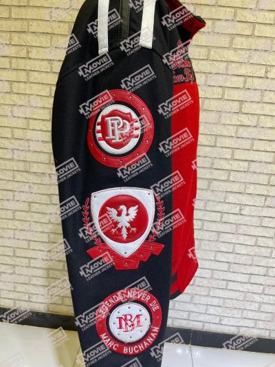 Pelle Pelle World Red and Black Mens Varsity Jacket