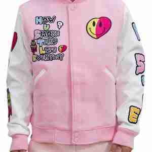Pink Hustle & Smoke Varsity Bomber Jacket