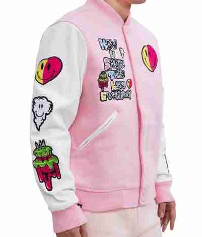 Pink Hustle & Smoke Varsity Jacket