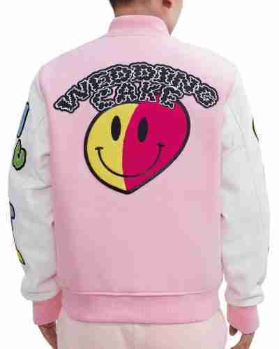 Pink & White Hustle & Smoke Varsity Jacket