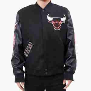 Pro Standard Chicago Bulls Logo Varsity Black Jacket