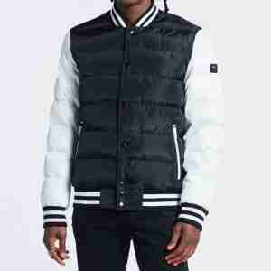 Puffer Quilted Varsity Black Jacket