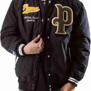 Team Letterman Black Bomber Jacket