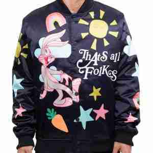 That's All Folks Satin Black Jacket