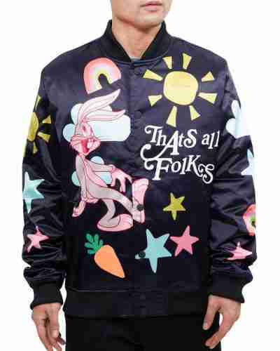That's All Folks Satin Black Jacket