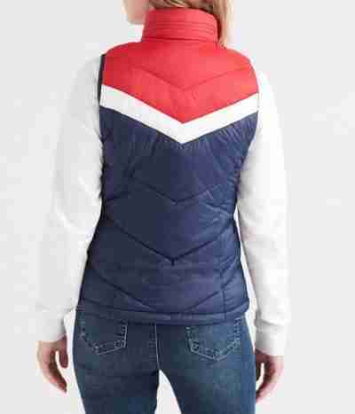 Varsity Chevron Blocked Puffer Vest