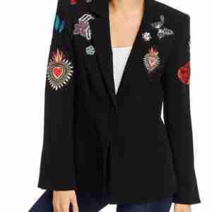 Alexis Floyd Inventing Anna Flowers Printed Black Blazer