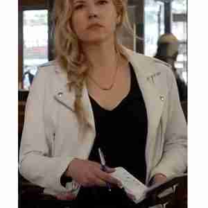 Big Sky Jenny Hoyt White Leather Moto White Jacket