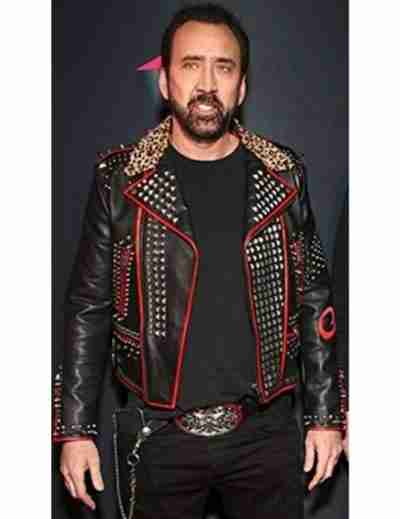 Black Color Out of Space Nicolas Cage Studded Jacket