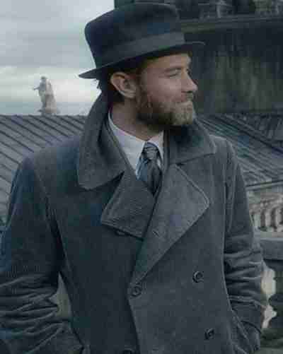 Fantastic Beasts 2 Albus Dumbledore Corduroy Gray Coat