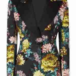 Julia Garner Inventing Anna Black Flowers Printed Blazer
