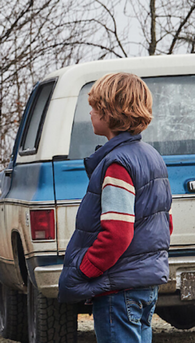 The Adam Project Blue Puffer Satin Vest