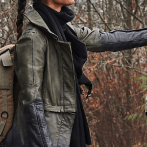 The Adam Project Zoe Saldana Black and Green Coat