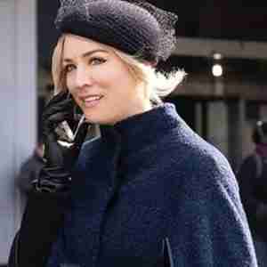 The Flight Attendant Kaley Cuoco Blue Cape Blue Coat