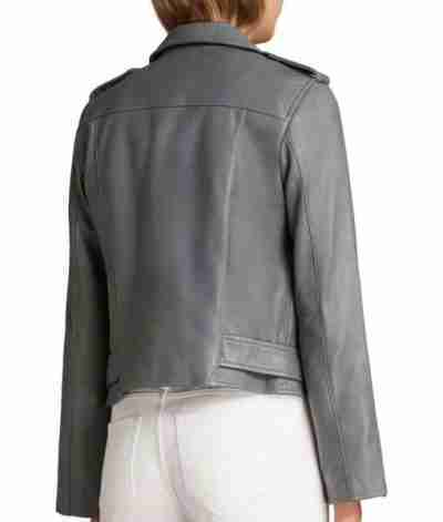 The Rookie S03 Nyla Harper Grey Motorcycle Gray Leather Jacket