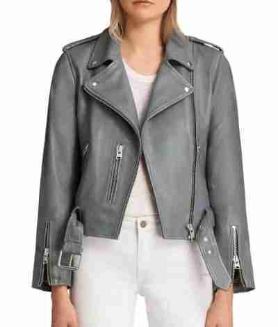 The Rookie S03 Nyla Harper Grey Motorcycle Leather Jacket