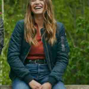 The Takedown Izïa Higelin Blue Bomber Jacket