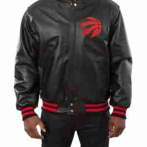 Toronto Varsity Raptors Black Leather Jacket