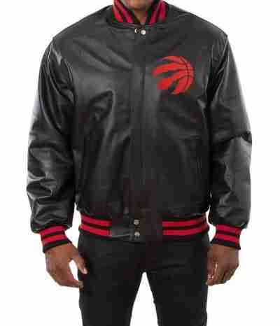 Toronto Varsity Raptors Black Leather Jacket
