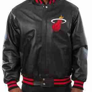 Varsity Miami Heat Black Leather Jacket