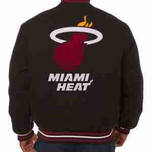 Varsity Miami Heat Embroidered Black Jacket