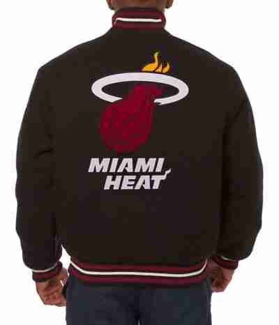 Varsity Miami Heat Embroidered Black Jacket