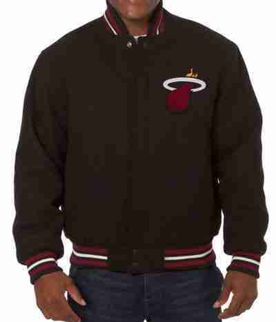 Varsity Miami Heat Embroidered Black Wool Jacket