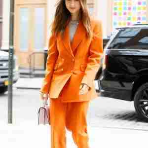 Windfall 2022 Lily Collins Orange Blazer