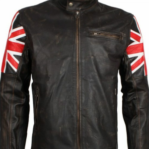 British Flag Genuine Biker Leather Jacket