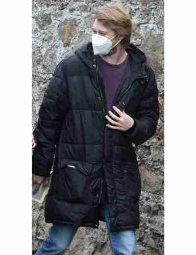 Conversations with Friends Joe Alwyn Puffer Black Coat