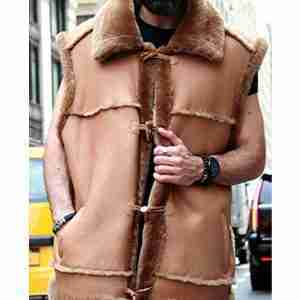Jasper Camel Shearling Fur Leather Vest