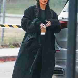 Kim Kardashian Black Trench Wool Coat