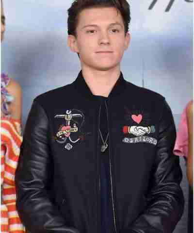 NYC Photocall Fashion Tom Holland Bomber Jacket