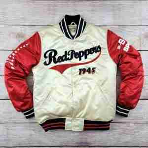 Red Peppers Paris Satin Varsity Jacket