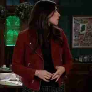 General Hospital Amanda Setton Red Biker Suede Jacket