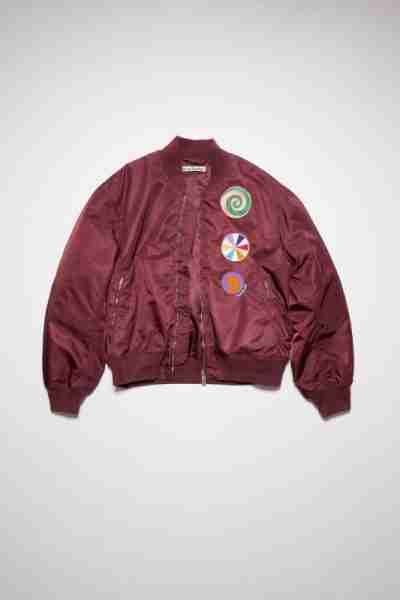 USA Burgundy Bomber Polyester Jacket
