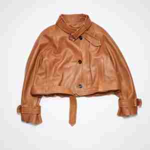 Unisex Cognac Brown Relaxed Fit Jacket
