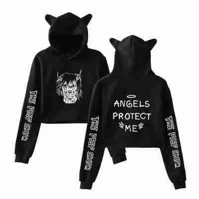 Angels Protect Me Black Crop Top