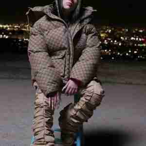 Billie Eilish Puffer Brown Jacket