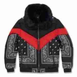 Black Jordan Craig Paisley Bandana Print Puffer Jacket