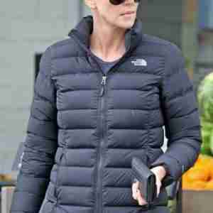Charlize Theron Black Puffer Jacket