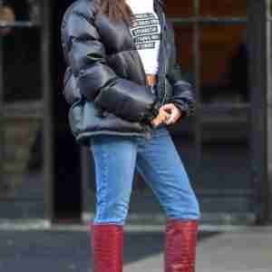 Emily Ratajkowski Black Puffer Jacket