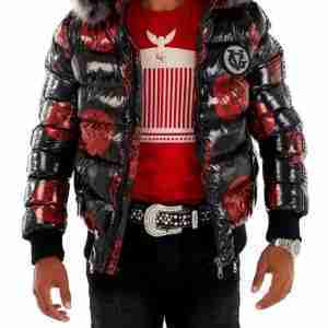 George V Paris Bomber Jacket Black And Red