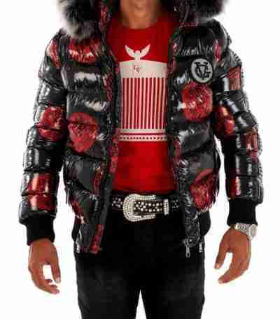 George V Paris Bomber Jacket Black And Red