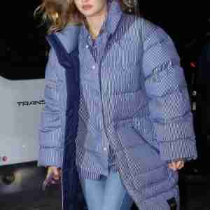 Gigi Hadid Blue Puffer Jacket
