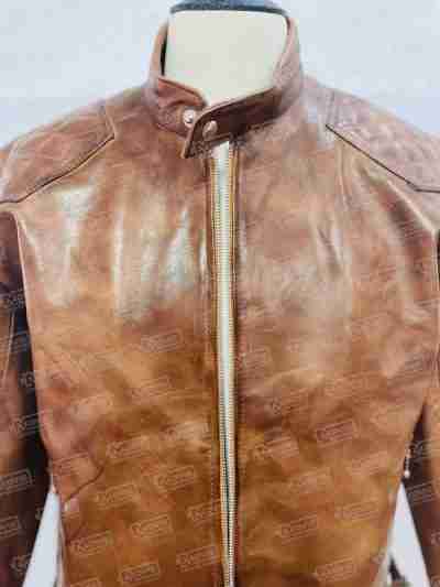 Goldtop Brown Armored Leather Jacket